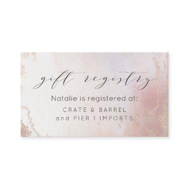 Ombre Blush Pink Frosted Foil Shower Gift Registry Enclosure Invitations