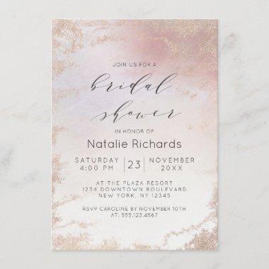 Ombre Blush Pink Frosted Foil Trendy Bridal Shower Invitations