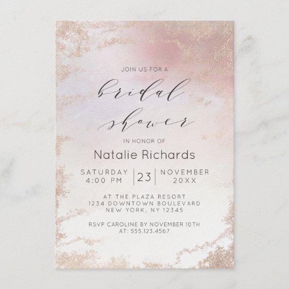 Ombre Blush Pink Frosted Foil Trendy Bridal Shower Invitations