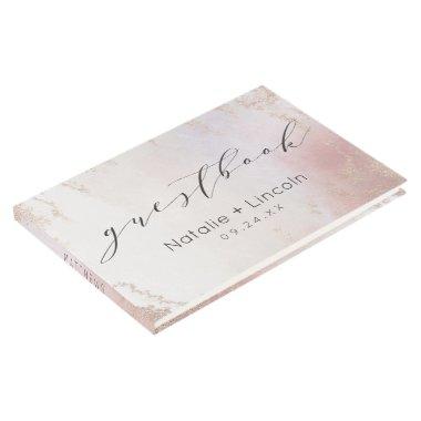 Ombre Blush Pink Frosted Foil Watercolor Wedding Guest Book