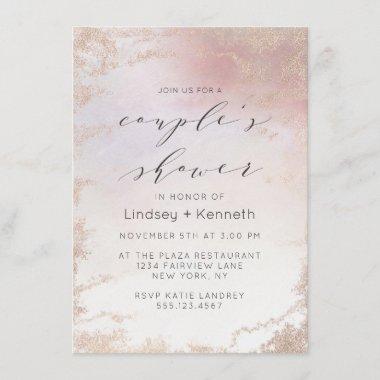 Ombre Blush Pink Frosted Foil Wedding Shower Invitations