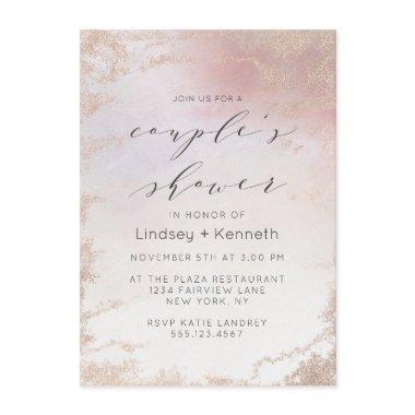 Ombre Blush Pink Frosted Foil Wedding Shower Invitations