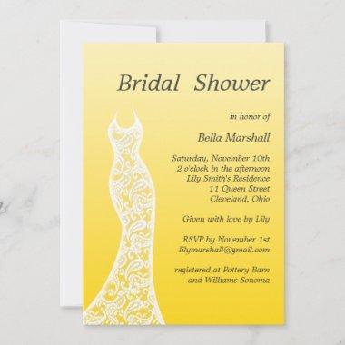 Ombre Bridal Shower Invitations in Buttercup Yellow