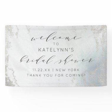 Ombre Dusty Blue Frosted Bridal Shower Welcome Banner