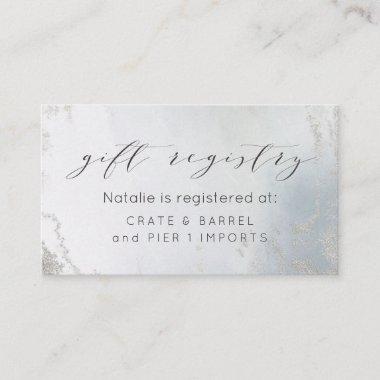 Ombre Dusty Blue Frosted Luxe Shower Gift Registry Enclosure Invitations