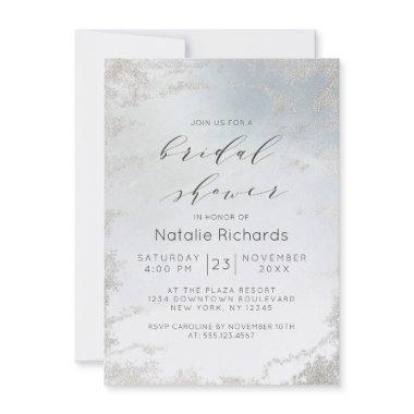 Ombre Dusty Blue Frosted Silver Foil