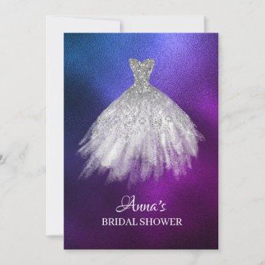 *~* Ombre Glitter Bridal Shower Gown Bridal Dress Invitations
