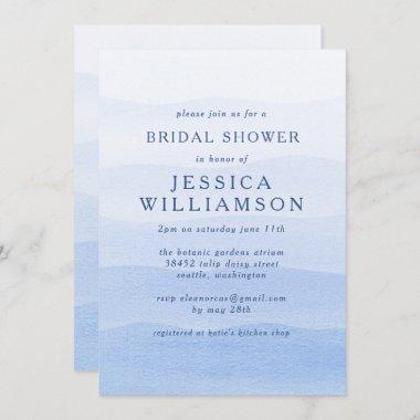 Ombre Gradient Dip Dye Blue Bridal Shower Invitations