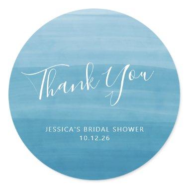 Ombre Gradient Dip Dye Ocean Blue Bridal Shower Classic Round Sticker