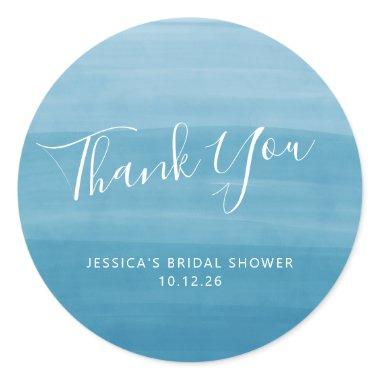 Ombre Gradient Dip Dye Ocean Blue  Classic Round Sticker