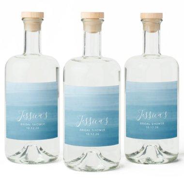Ombre Gradient Dip Dye Ocean Blue  Liquor Bottle Label