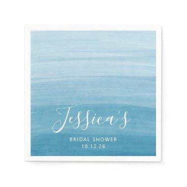 Ombre Gradient Dip Dye Ocean Blue Bridal Shower Napkins