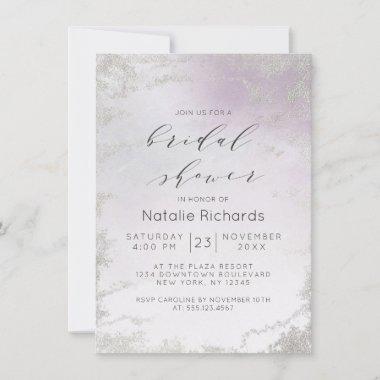 Ombre Light Purple Silver Foil Frost Bridal Shower Invitations