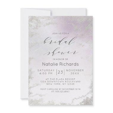 Ombre Light Purple Silver Foil Frost Bridal Shower Invitations