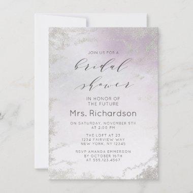 Ombre Light Purple Silver Foil Frost Bridal Shower Invitations