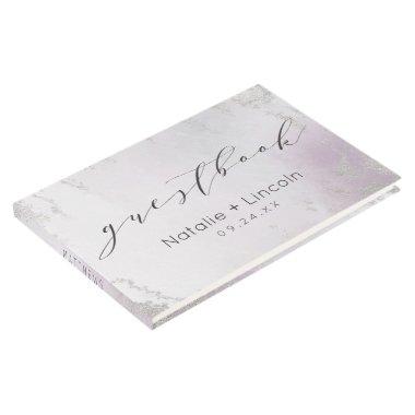Ombre Light Purple Silver Foil Frosted Wedding Guest Book