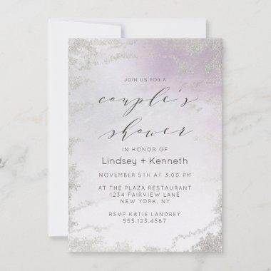 Ombre Light Purple Silver Foil Luxe Wedding Shower Invitations