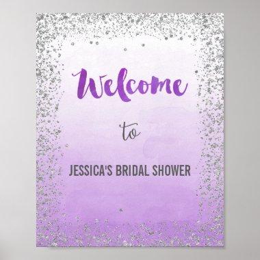 Ombre Purple and Silver Welcome Poster Print