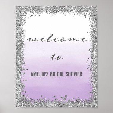 Ombre Purple and Silver Welcome Poster Print