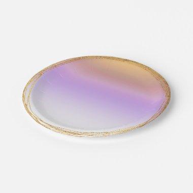 Ombre Purple Gold Lilac Purple Glass Party Vip Paper Plates