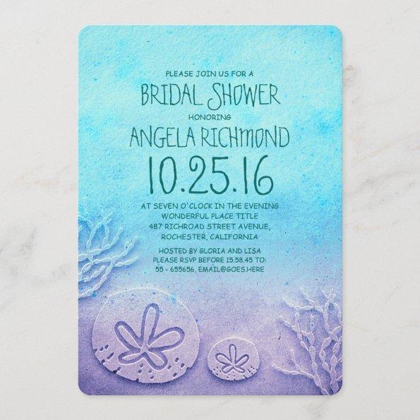 Ombre sand dollar beach bridal shower Invitations