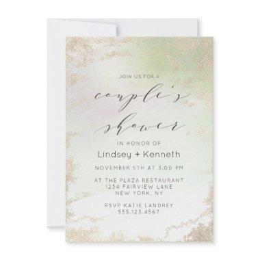 Ombre Spring Green Gold Foil Frost Wedding Shower Invitations