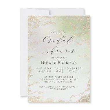 Ombre Spring Green Gold Foil Frosted Bridal Shower Invitations