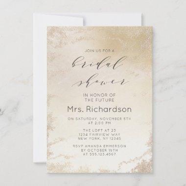 Ombre Yellow Gold Frosted Foil Chic Bridal Shower Invitations