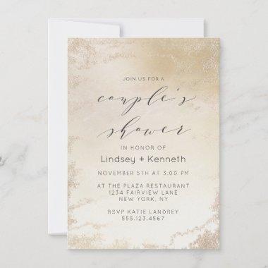 Ombre Yellow Gold Frosted Foil Chic Wedding Shower Invitations