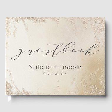 Ombre Yellow Gold Frosted Foil Watercolor Wedding Guest Book