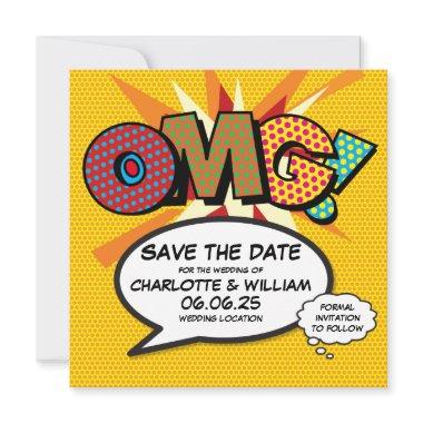 OMG Save the Date Fun Retro Comic Book Pop Art