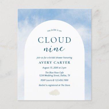 On Cloud 9 Budget Bridal Shower Invitations