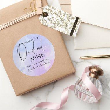 On Cloud Nine 9 Calligraphy Blue  Classic Round Sticker