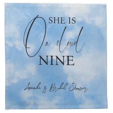 On Cloud Nine 9 Calligraphy Blue Bridal Shower Cloth Napkin