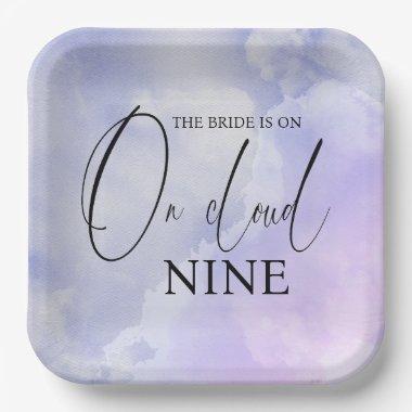 On Cloud Nine 9 Calligraphy Blue  Paper Plates