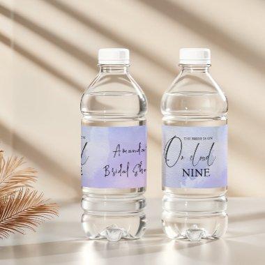On Cloud Nine 9 Calligraphy Blue  Water Bottle Label