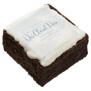 On Cloud Nine Elegant Dusty Blue Bridal Shower Brownie