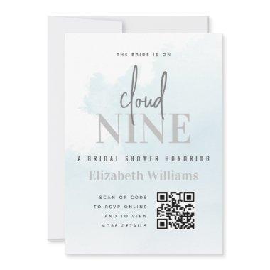 On Cloud Nine Modern Bridal Shower QR Code Rsvp Invitations