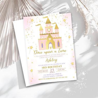 Once Upon a Time Princess Castle Girl Birthday Invitations