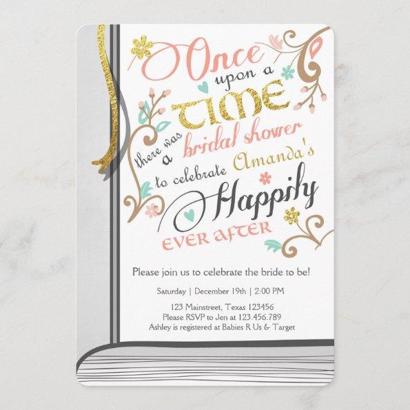 Once Upon a Time Storybook Bridal shower Pink Invitations