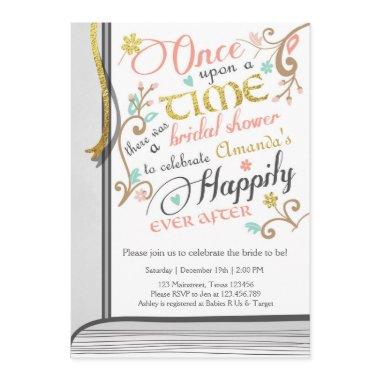 Once Upon a Time Storybook Bridal shower Pink Invitations