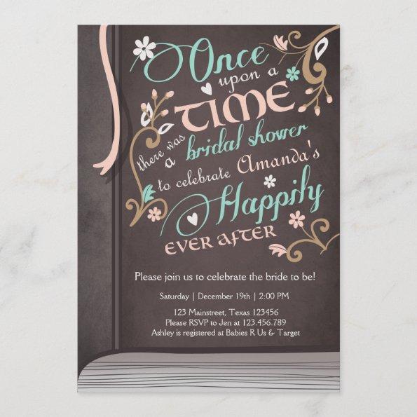 Once Upon a Time Storybook Bridal shower Pink Invitations