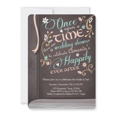 Once Upon a Time Storybook Wedding Shower Pink Invitations