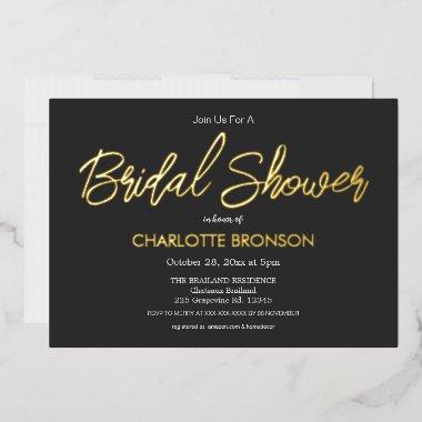 Onyx Minimalist Script  Gold Foil