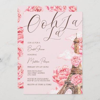 Ooh La La Eiffel Tower Paris Bridal Shower Invitations