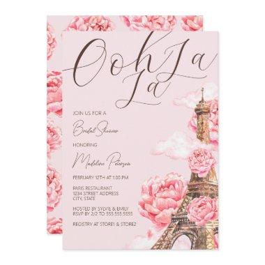 Ooh La La Eiffel Tower Paris Bridal Shower Invitations