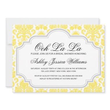 Ooh La La Yellow Damask Bridal Shower Invitations