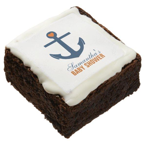 Orange Anchor Nautical Theme Chocolate Brownie