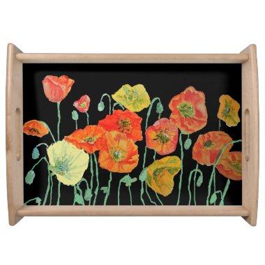 Orange and Black Poppies art Cutting Board Serving Tray