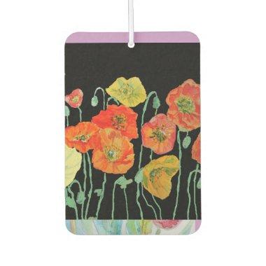 Orange and Black Poppies Car Air Freshener